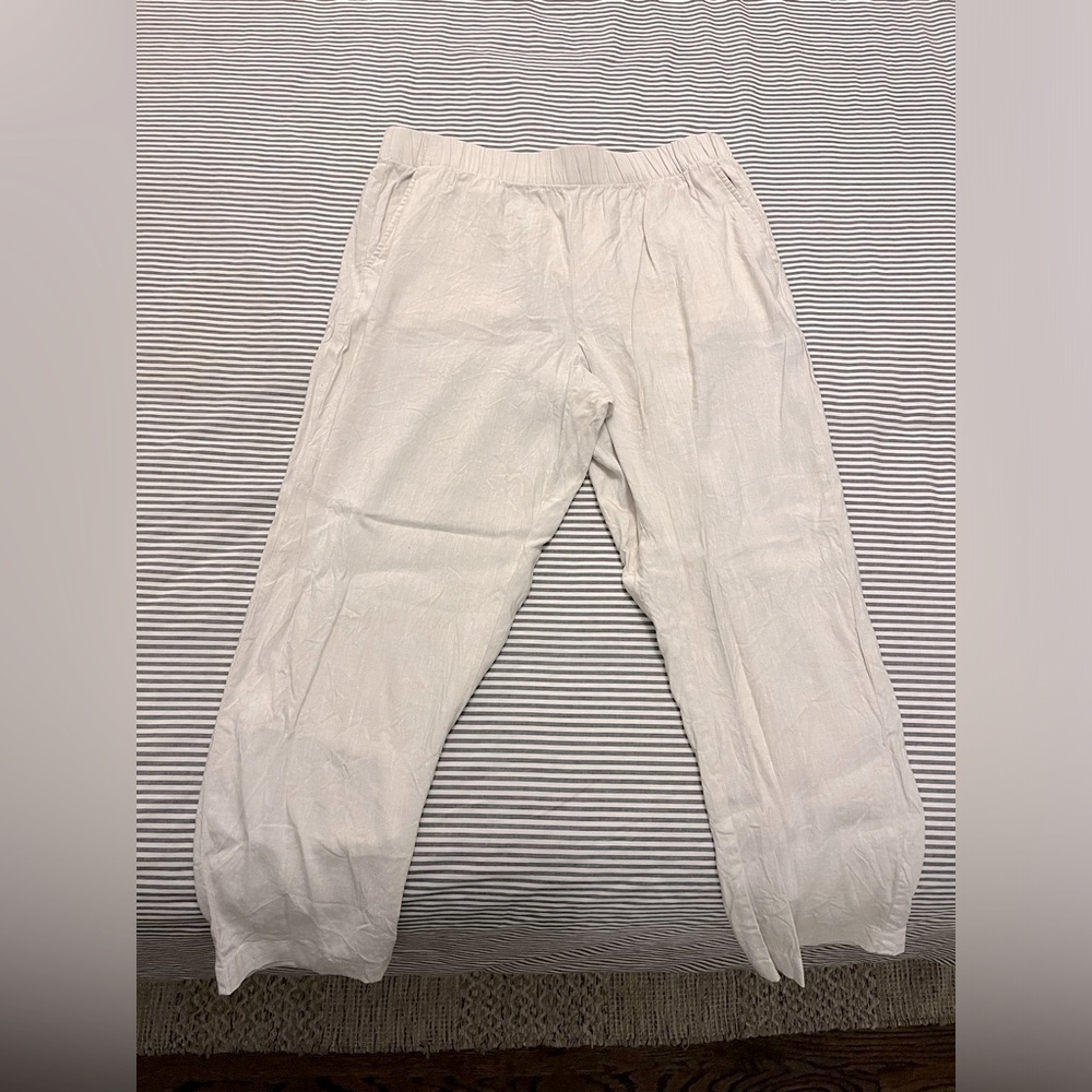 Women’s khaki linen-blend pants
